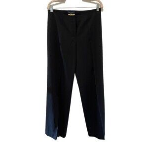 Piazza Sempione Pants Marilyn P142 Light BLACK Wide Leg Front Size 12 (44) Italy